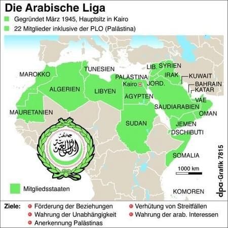 Die Mitglieder der Arabischen Liga (Grafik: dpa)