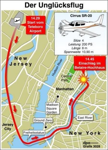 Flugzeugunglück in Manhattan (Grafik: dpa)