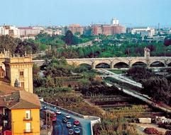 Blick ins Grüne statt ins Blaue: Einst überspannten die Brücken in Valencia den Fluss Turia, heute erstrecken sich unter ihnen kilometerlange Parkanlagen. (Foto: dpa)