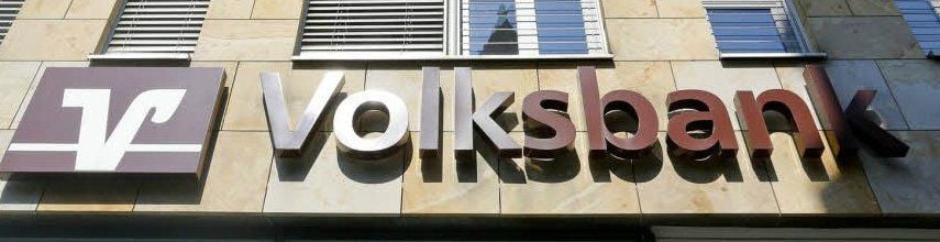 Blick auf eine Volksbank-Filiale