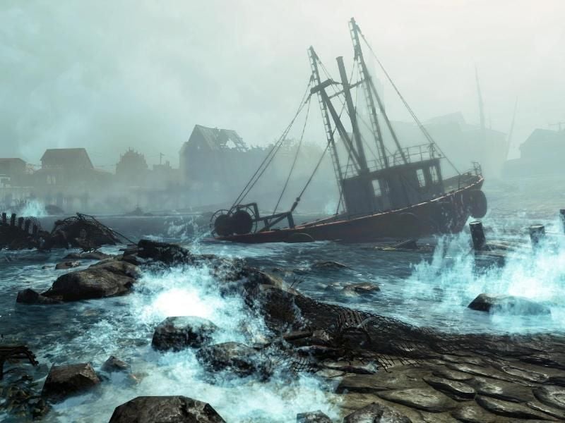 «Far Harbor» erscheint im Mai und schickt den Spieler auf eine verstrahlte Insel vor der Küste Maines. Screenshot: Bethesda Foto: Bethesda