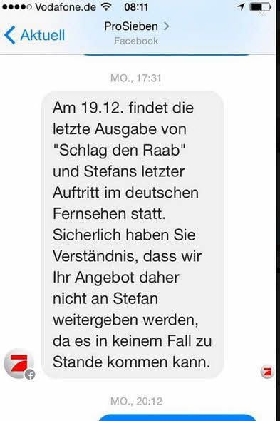 Die Nachricht von Pro 7.
