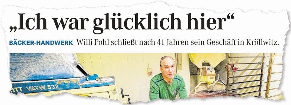 Die MZ berichtete über die Schließung der Bäckerei Pohl.