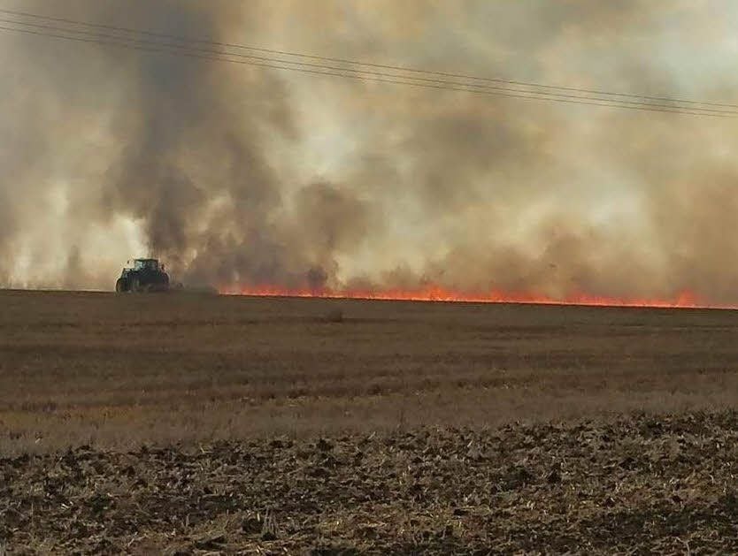 Brand auf einem Feld bei Thalheim