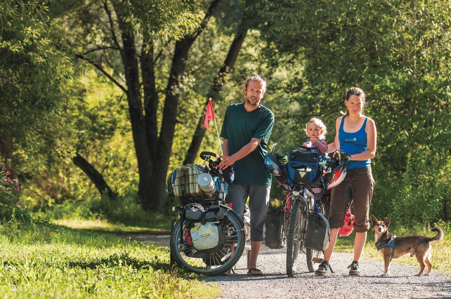 Mit Kind, Hund und Sack und Pack radelten Bruno Maul und Manuela Wetzel quer durch Deutschland.