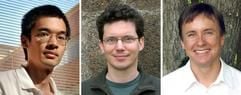 Die Kombo zeigt (l-r) Terence Tao von der Universität von Kalifornien in Los Angeles, den in Deutschland geborenen Franzosen Wendelin Werner und den Mathematik-Professor Andrej Okounkow von der Princeton-Universität in den USA (undatierte Handouts). Die drei Wissenschaftler sind am Dienstag (22.08.2006) beim 25. Internationalen Mathematikerkongress (ICM) in Madrid mit den renommierten Fields-Medaillen ausgezeichnet worden. (Foto: dpa)