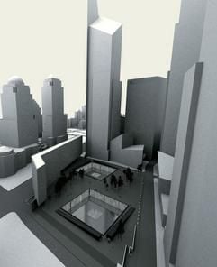 Der Entwurf «Reflecting Absence» der Architekten Michael Arad und Peter Walker. (Foto: dpa)