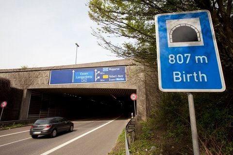 Der Verlierer beim ADAC-Tunneltest, der Tunnel bei Birth auf der A44 bei Velbert (Nordrhein-Westfalen). (FOTO: DPA)