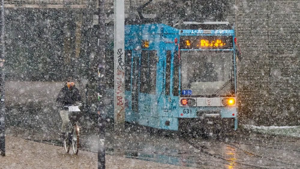 Fahrradfahrer sollen bei Schnee, wie hier im November, in Zukunft besser durch die Stadt kommen. Im Stadtrat wird darüber abgestimmt, dass Radwege in Zukunft im Winter geräumt werden. Notwendig könnte das laut Deutschem Wetterdienst schon am Wochenende werden, dann soll es in Halle schneien.