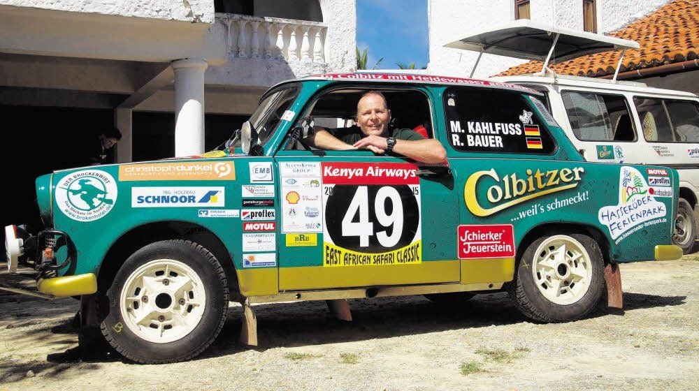 Michael Kahlfuss in „Fritzi“, dem einzigen Trabant auf der Safari-Strecke, der diesmal mehrere Porsche hinter sich ließ.