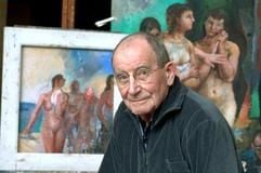 Der Maler Willi Sitte in seinem Atelier in Halle: Auch seine Werke rücken zunehmend in den Blickpunkt der Öffentlichkeit. (Foto: dpa)