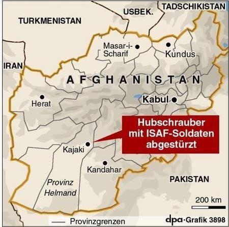 Abschuss eines Hubschraubers der Internationalen Schutztruppe ISAF (Grafik: dpa)