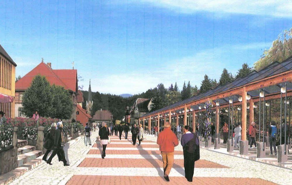 Das Zentrum von Schierke mit Fußgängerzone und Kolonnaden in der Vision des Planers Wolf Eisentraut.
