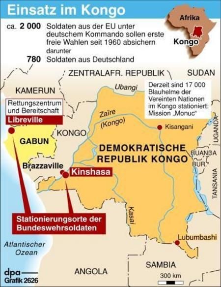 Bundeswehreinsatz im Kongo (Grafik: dpa)