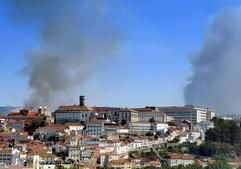 Flammen bedrohen die Universitätsstadt Coimbra in Portugal, in der über 100 000 Menschen leben. (Foto: dpa)