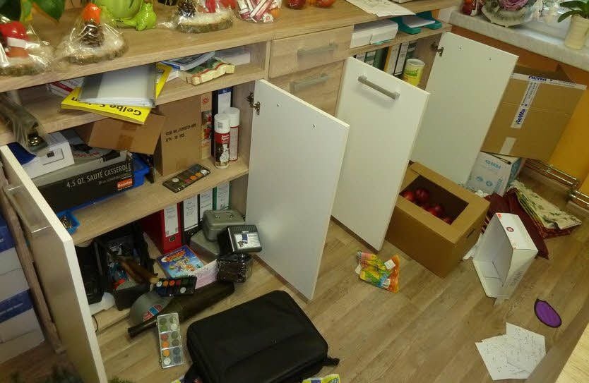 So sah es in den Gruppenräumen am Donnerstag früh aus. Alle Schränke waren durchwühlt worden.