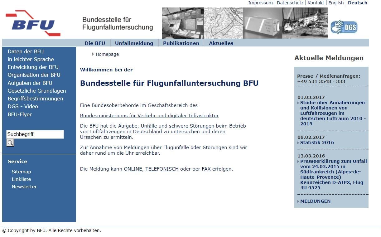 Auf der Webseite der Bundesstelle für Flugunfalluntersuchung ist der Zwischenbericht zum Absturz bei Rädigke zu finden.