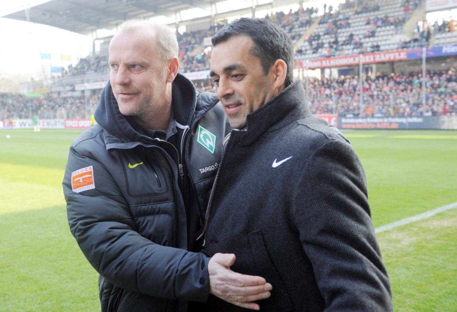 Robin Dutt (r) und Thomas Schaaf