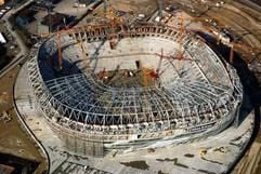 Die Allianz Arena in München im Februar 2004 aus der Luft. (Foto: dpa)