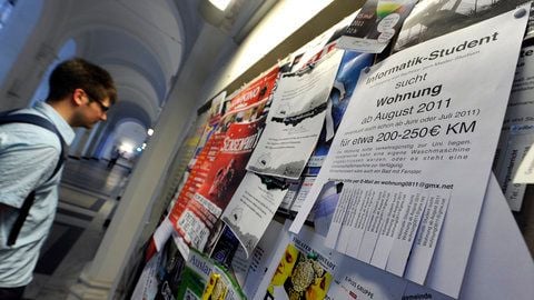Ein Student blickt auf das «Schwarze Brett» in der Universität, an dem Zettel zur Wohnungssuche hängen. (ARCHIVFOTO: DPA)