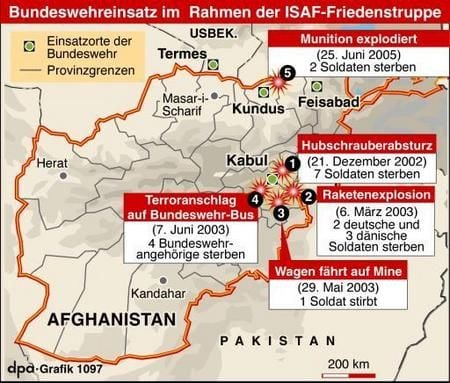 Infokarte zu den getöteten Bundeswehr-Soldaten in Afghanistan (Grafik: dpa)