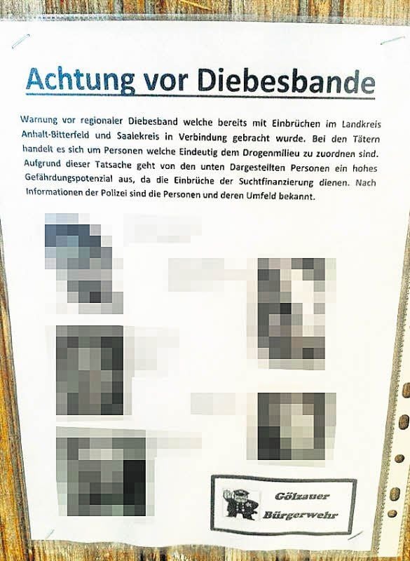 Der Steckbrief: Die Gesichter und die Wohnorte der darauf abgebildeten Personen wurden unkenntlich gemacht.