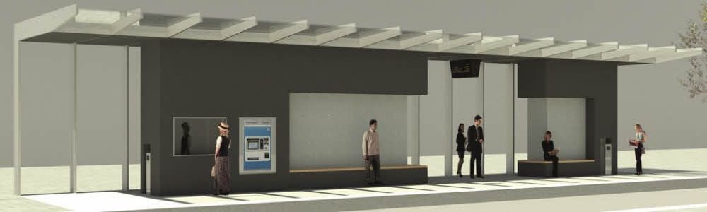 Jeweils 18 Meter lang werden die neuen Haltestellen am Bauhausmuseum. Gebaut werden sollen sie aus Stahlbeton und Glas.