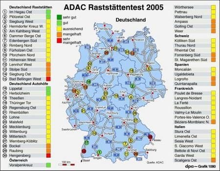 ADAC-Raststättentest 2005 (Grafik: dpa)