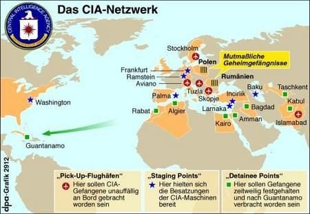 Mutmaßliche CIA-Geheimgefängnisse in Europa und Übergabepunkte für Gefangene (Grafik: dpa)