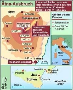 Infokarte zum Ausbruch des Ätna