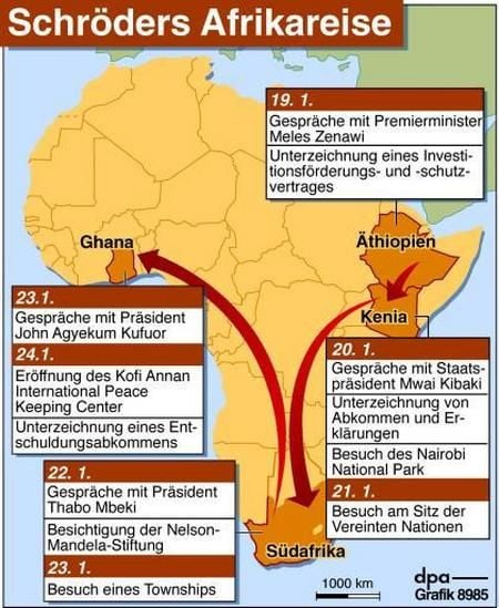 Schröders Afrikareise (Grafik: dpa)