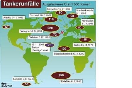 Tankerunfälle.(Grafik:dpa)