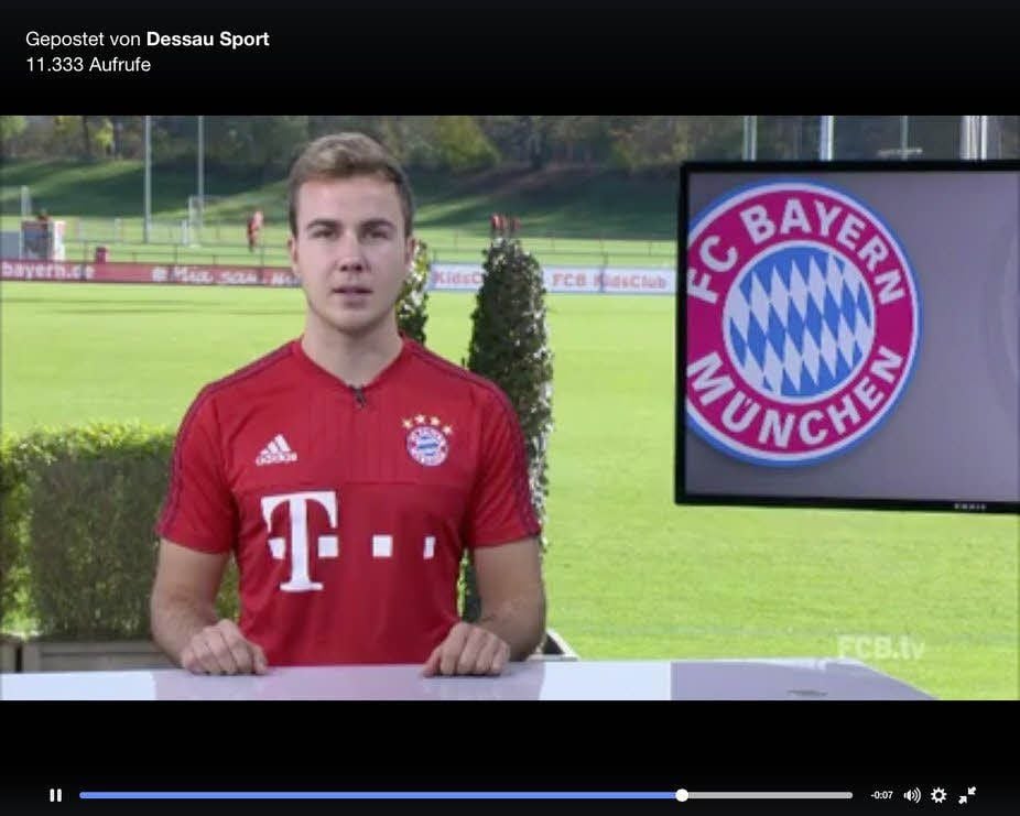 Mario Götze wünscht in einer Video-Botschaft den Teilnehmern des Allianz-Cup viel Glück.