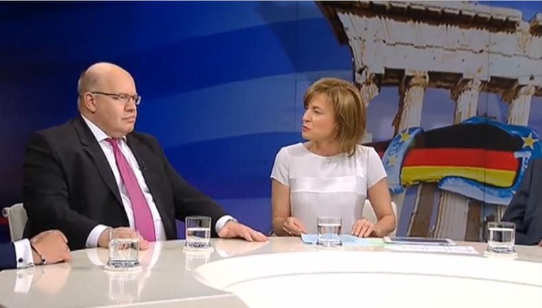 Maybrit Illner im Gespräch mit Kanzleramtschef Peter Altmaier (CDU).