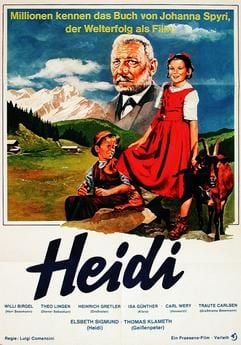 Die Reproduktion zeigt ein Filmplakat von 1952, das für den Schweizer Klassiker «Heidi» der Praesens-Film mit Heinrich Gretler, Elsbeth Sigmund und Thomas Klameth warb. (Foto: dpa)