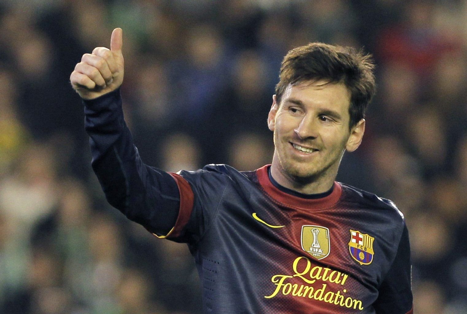 Daumen hoch für das Traumhaus: Lionel Messi vom FC Barcelona