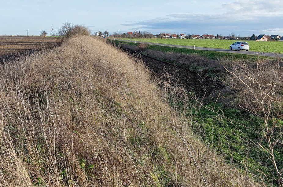 Auch der Damm neben der Straße zwischen beiden Orten gehörte zur Dürrenberg-Tollwitzer Eisenbahn.