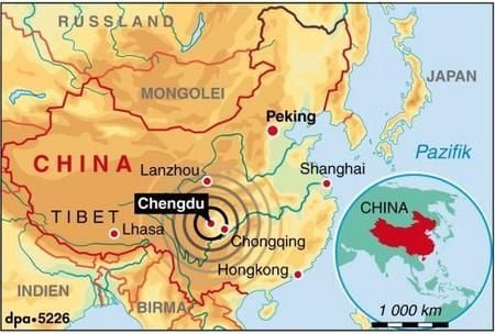 Schweres Erdbeben in China (Grafik: dpa)