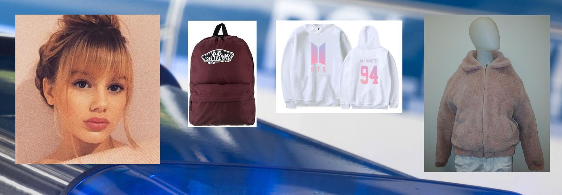 Rebecca (15) verschwand auf dem Schulweg. Die Polizei veröffentlichte am Wochenende Bilder ihres Rucksacks und ihrer Kleidung.