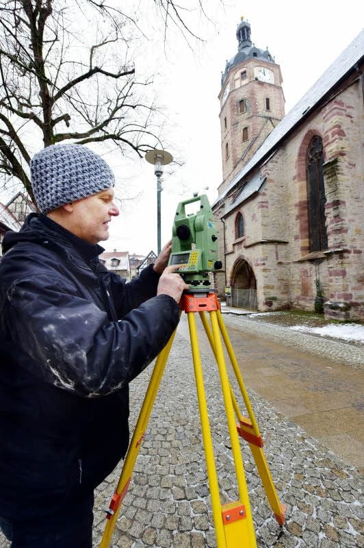 Statiker Matthias Jagfeld bei der Arbeit in Sangerhausen.