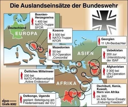 Auslandseinsätze der Bundeswehr (Grafik: dpa)