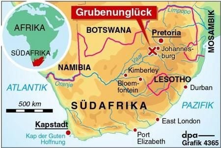 Schweres Grubenunglück in Südafrika (Grafik: dpa)