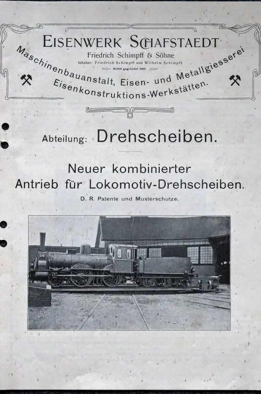 Einblick in den Sortimentskatalog: Die Drehscheibe mit patentiertem Antrieb fand sich darin ebenso wie Prellböcke oder Wasserkräne.