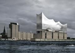 Computersimulation zeigt die geplante Elbphilharmonie in der HafenCity in Hamburg (Foto: dpa)