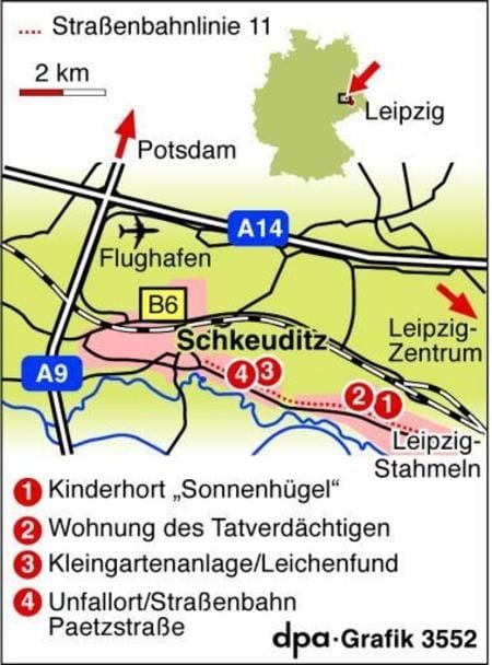 Tatort im Leipziger Vorort Schkeuditz (Grafik: dpa)
