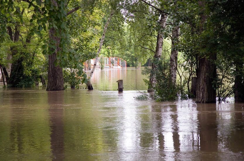 Das Waldbad in Leuna steht komplett unter Wasser.