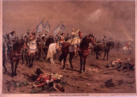 Gustav Adolf im Gebet vor der Schlacht bei Lützen. (FOTO: WESTFÄLISCHES SCHULMUSEUM)