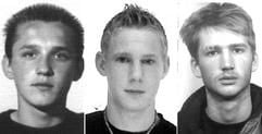 Das am Freitag (21.11.2003) von der Polizei freigegebene Fahndungsbild zeigt die drei Jugendlichen David Hans-Jürgen Lorse (v.l.), Daniel Marco Scheuche und Ferid Tuzlic, die nach dem gewaltsamen Tod einer Erzieherin in Rodalben von der Staatsanwaltschaft Zweibrücken zur Fahndung ausgeschrieben wurden. (Foto: dpa)