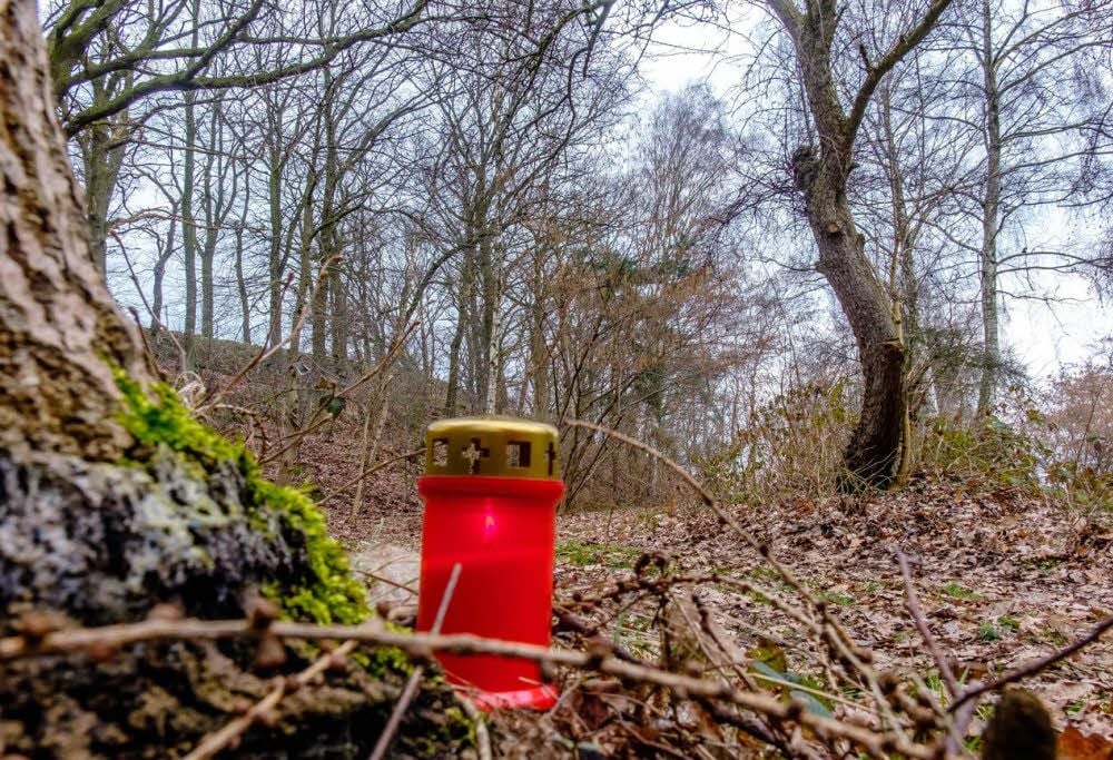 Der Ort, an dem der 13-jährige Fabian in der Nähe von Bad Schmiedeberg sein junges Leben verlor. Eine Kerze erinnert an den Schrecken.