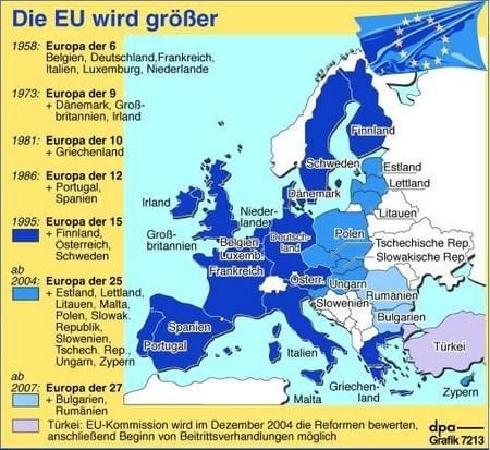 Die EU wird größer (Grafik: dpa)